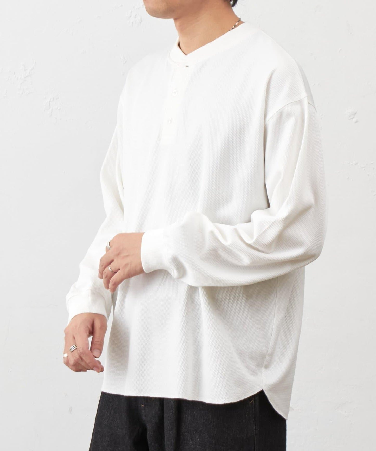 蜂巢紋亨利領套頭上衣