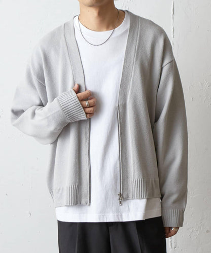 雙拉鍊針織開衫