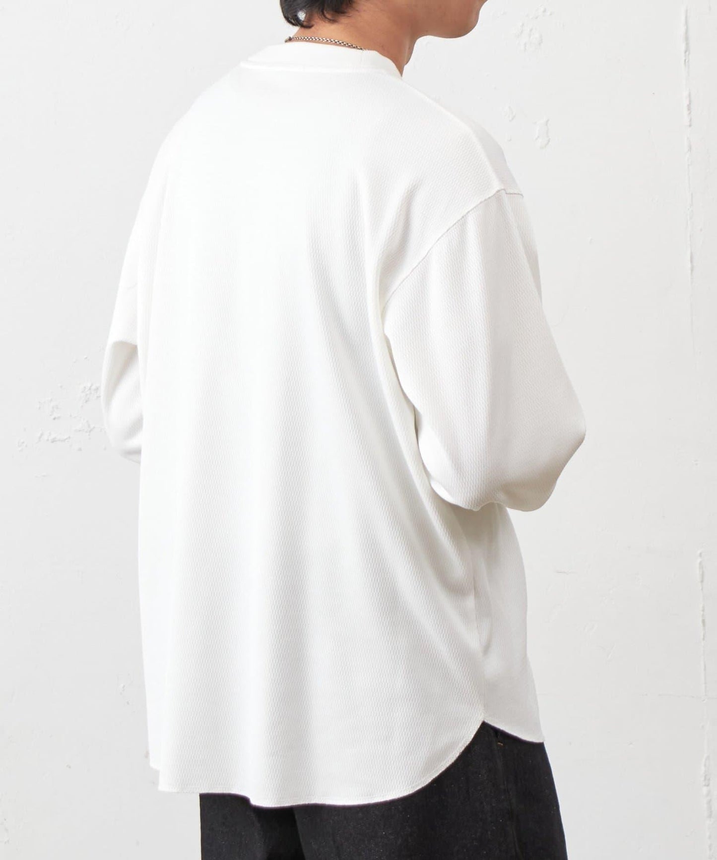 蜂巢紋亨利領套頭上衣