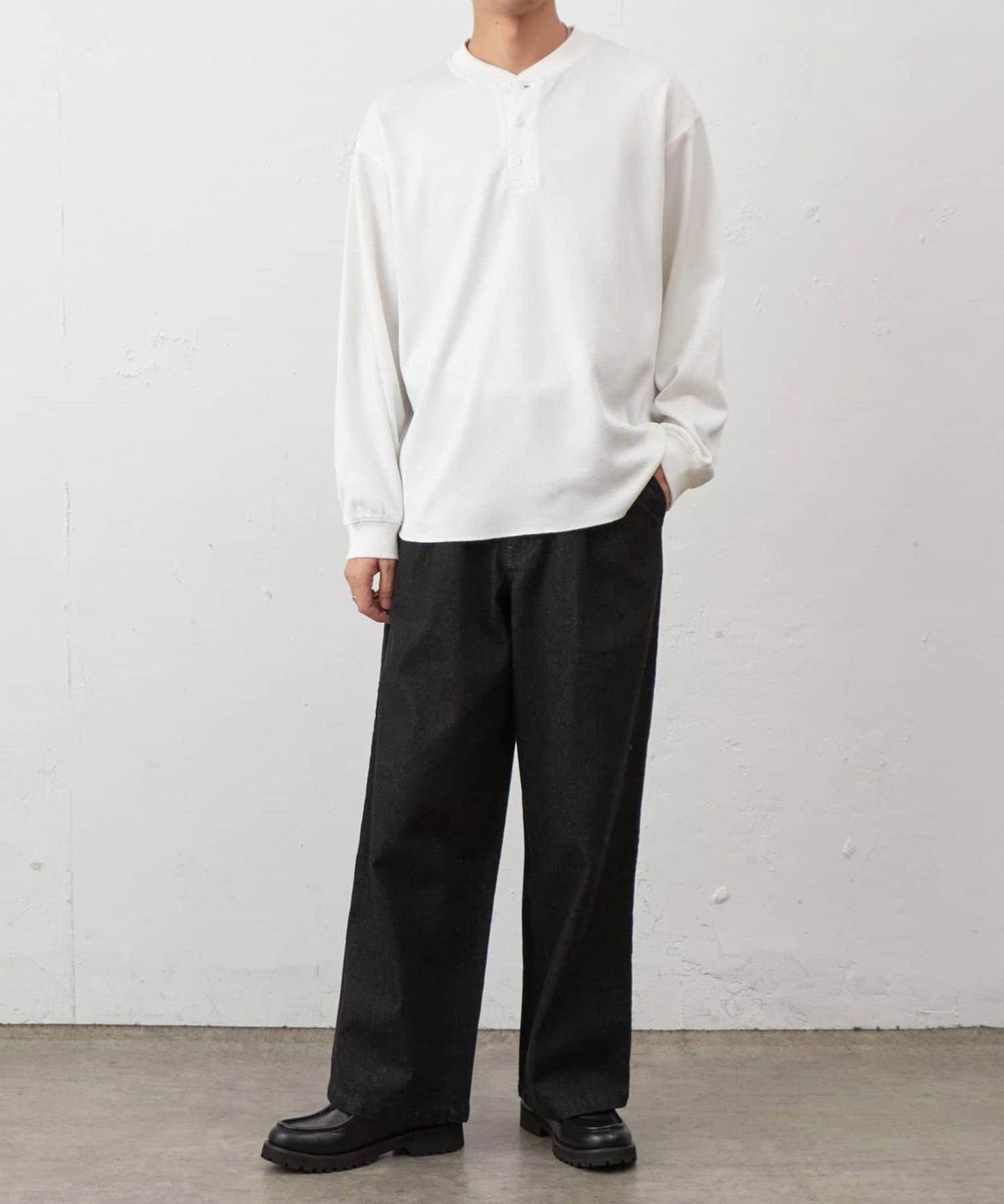 蜂巢紋亨利領套頭上衣