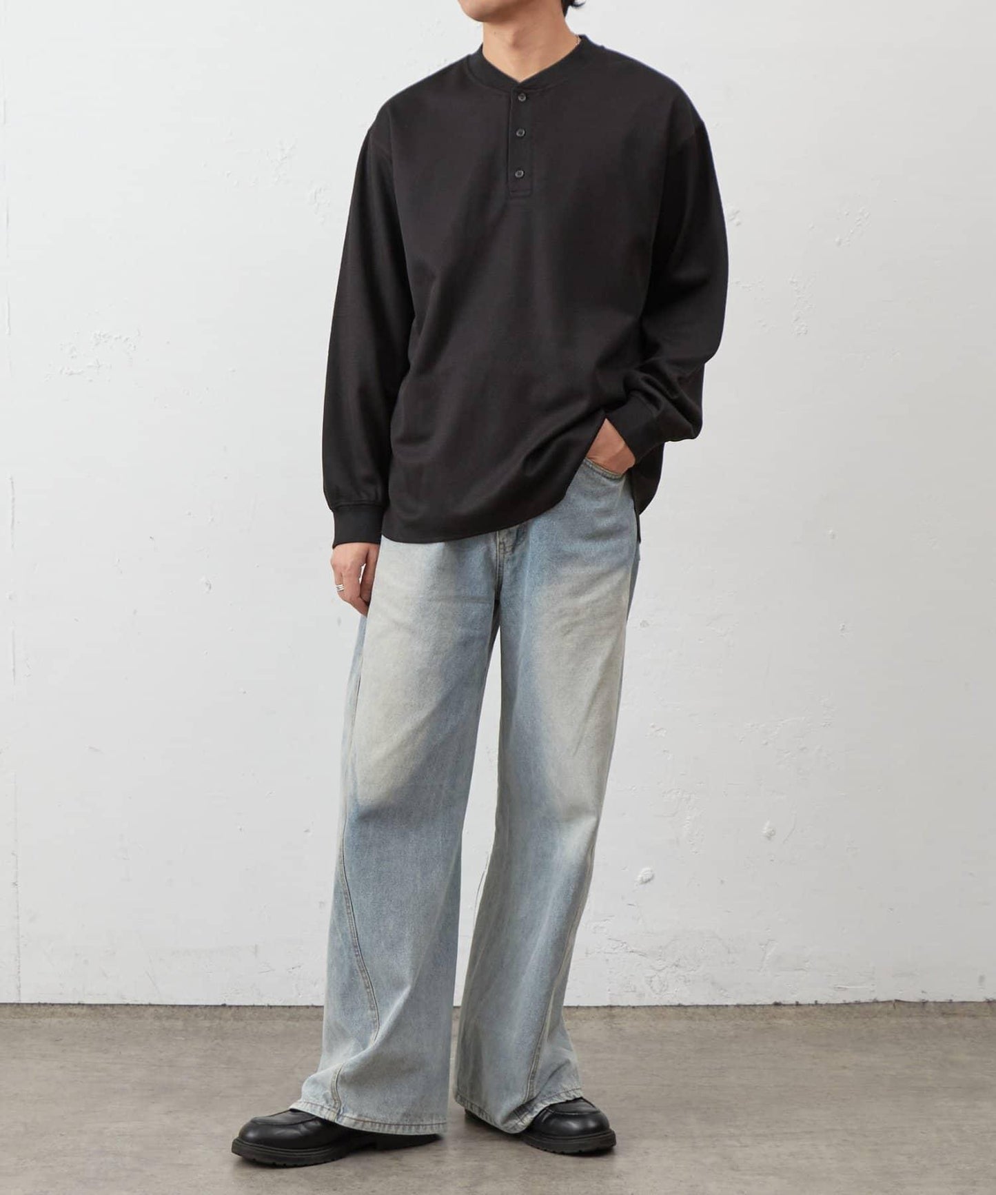 蜂巢紋亨利領套頭上衣