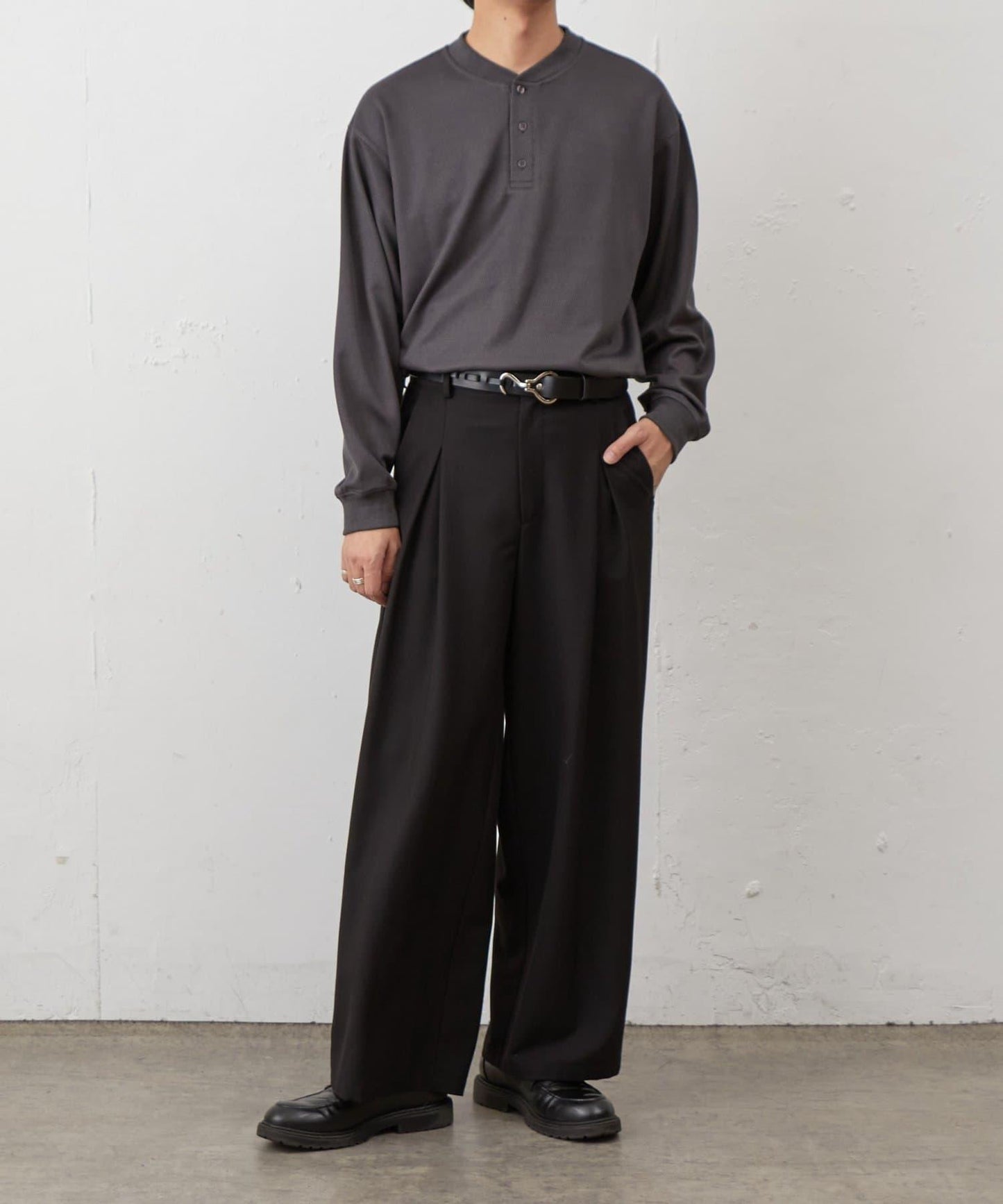 蜂巢紋亨利領套頭上衣