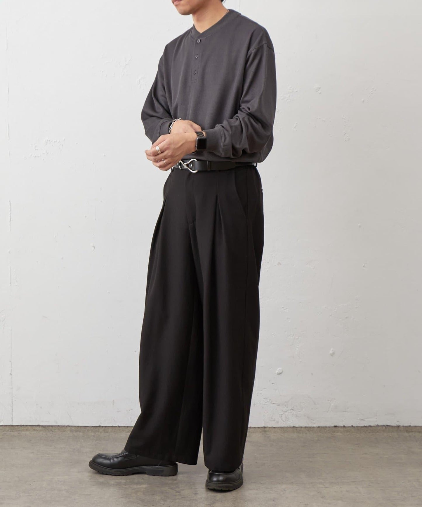 蜂巢紋亨利領套頭上衣