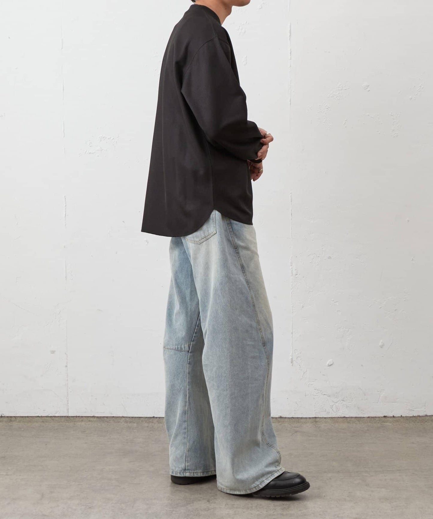 蜂巢紋亨利領套頭上衣