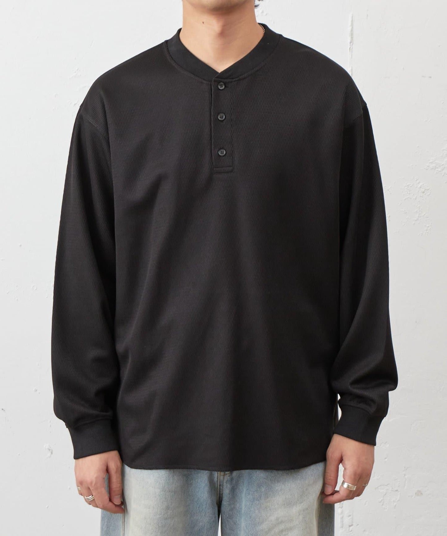 蜂巢紋亨利領套頭上衣