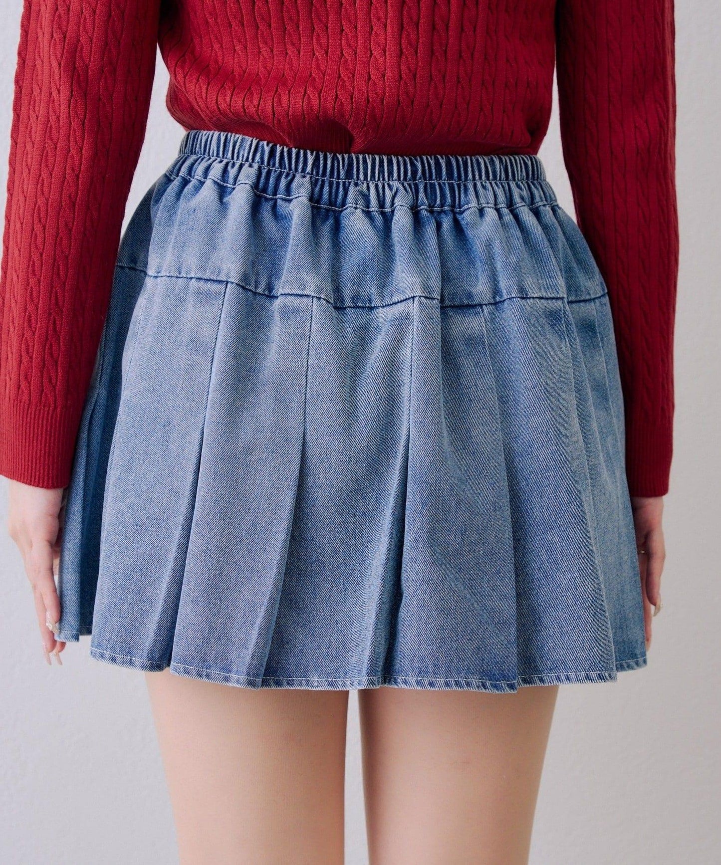 繫帶迷你百褶半身裙