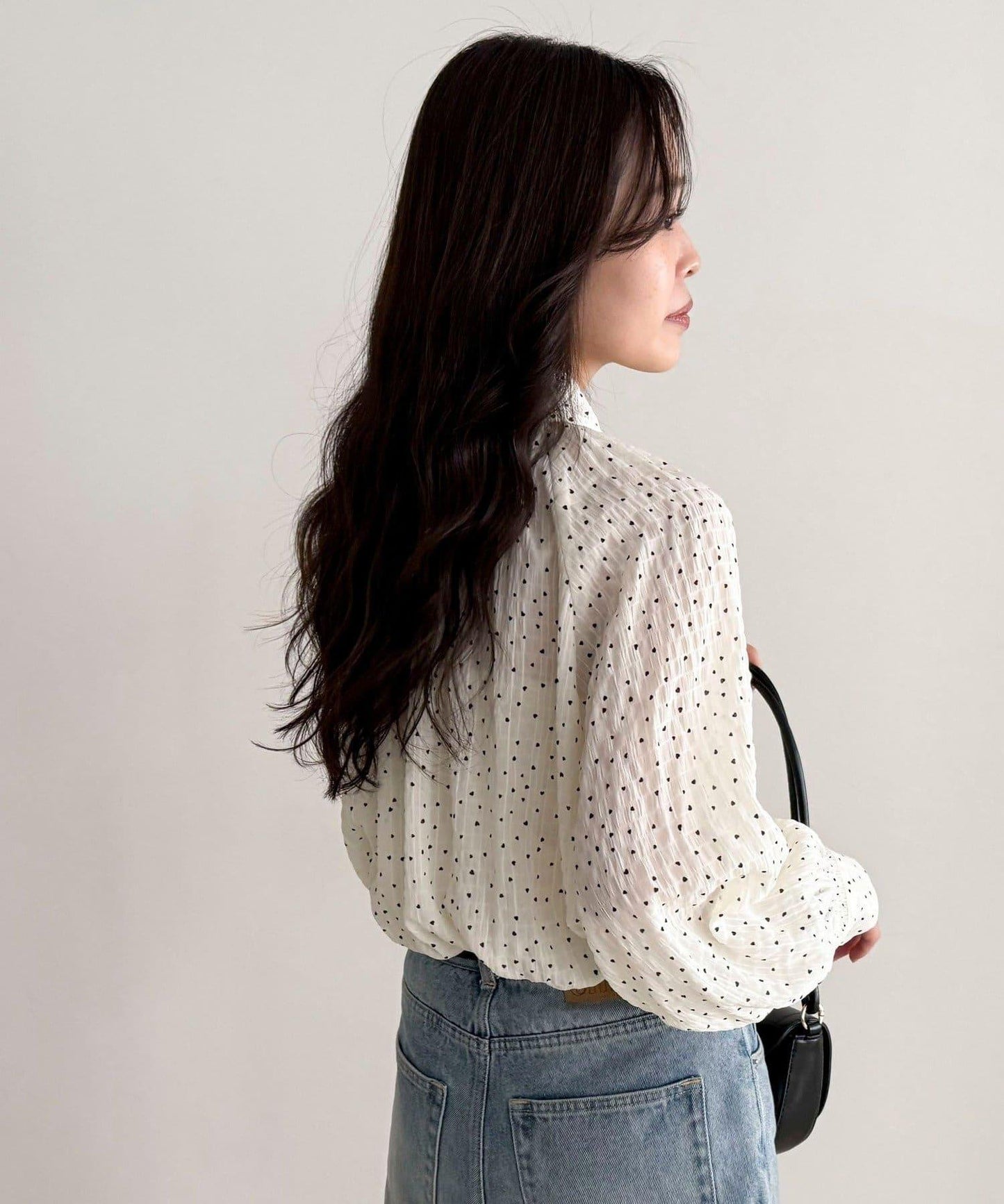 心形波點 蝴蝶結設計 襯衫