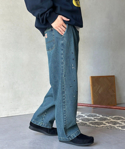 復古風塗繪 闊腿褲