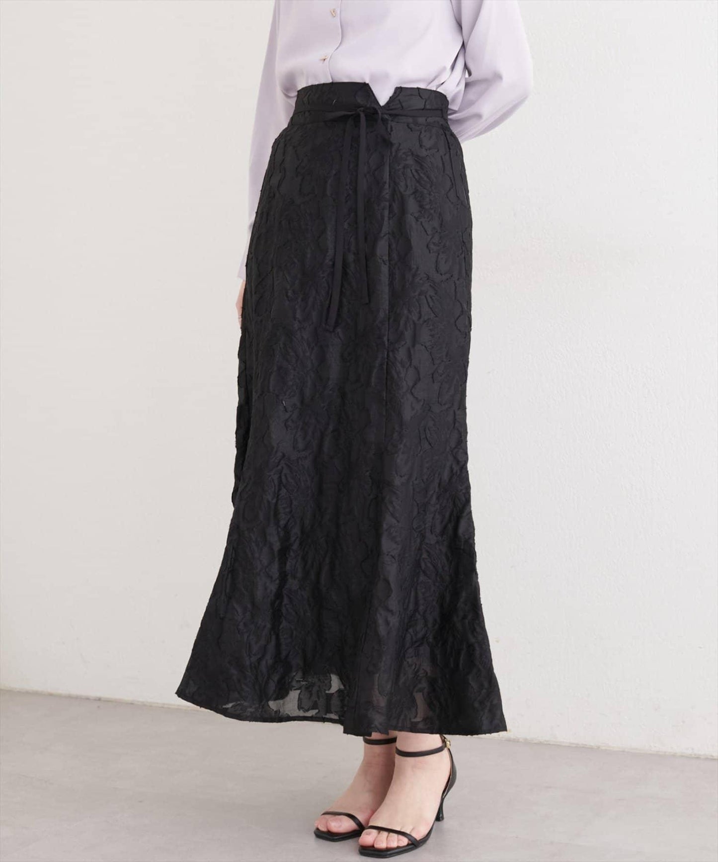 可調節長度 透紗提花 半身裙