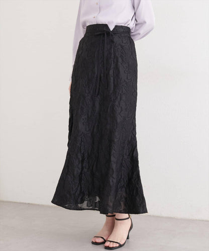 可調節長度 透紗提花 半身裙