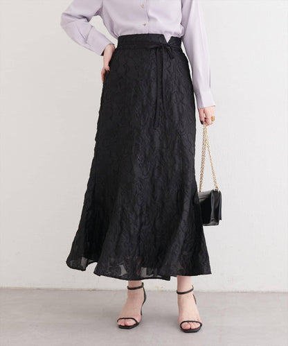 可調節長度 透紗提花 半身裙