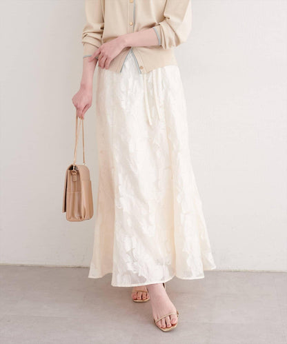 可調節長度 透紗提花 半身裙