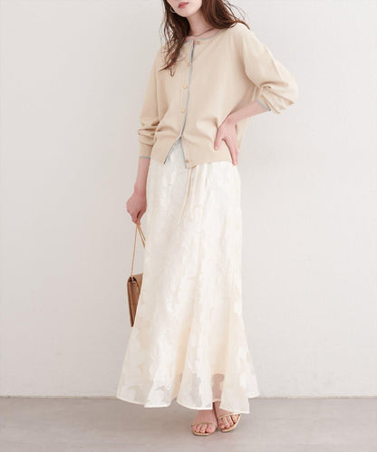 可調節長度 透紗提花 半身裙