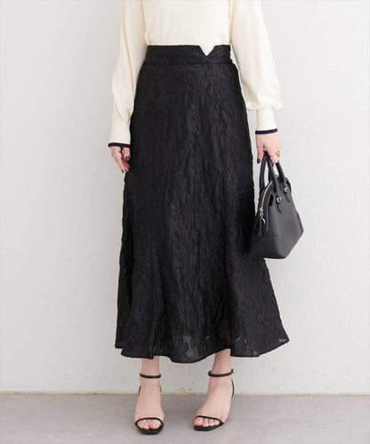 可調節長度 透紗提花 半身裙