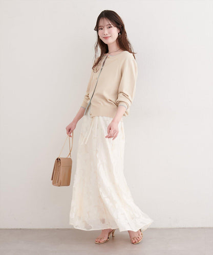 可調節長度 透紗提花 半身裙