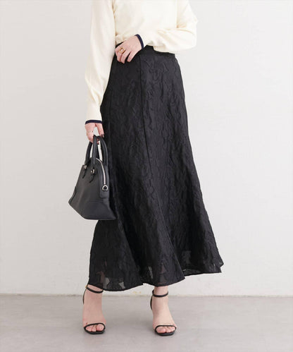 可調節長度 透紗提花 半身裙