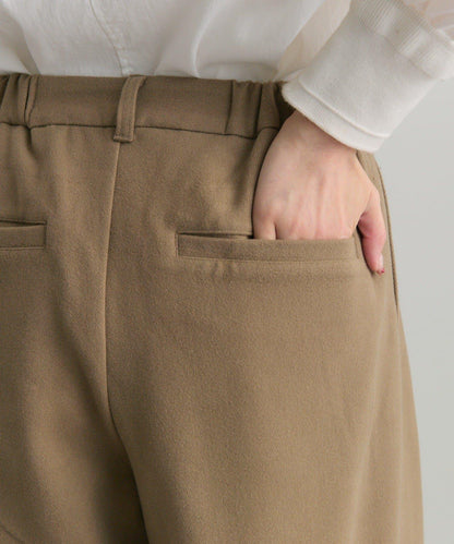 彈力加絨褶飾西褲