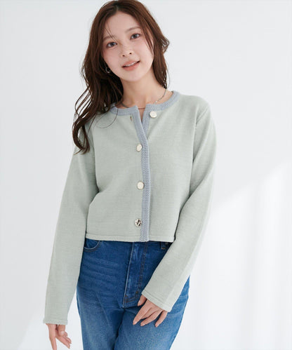 微配色 針織開衫