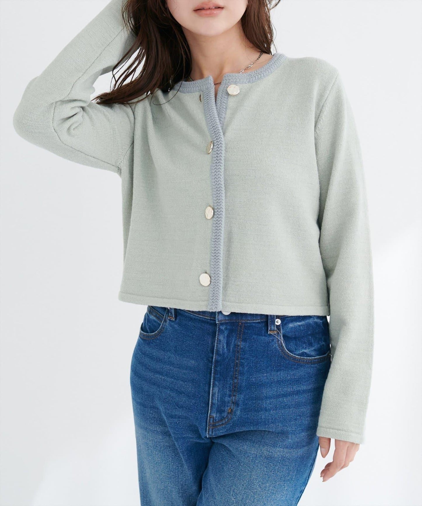 微配色 針織開衫