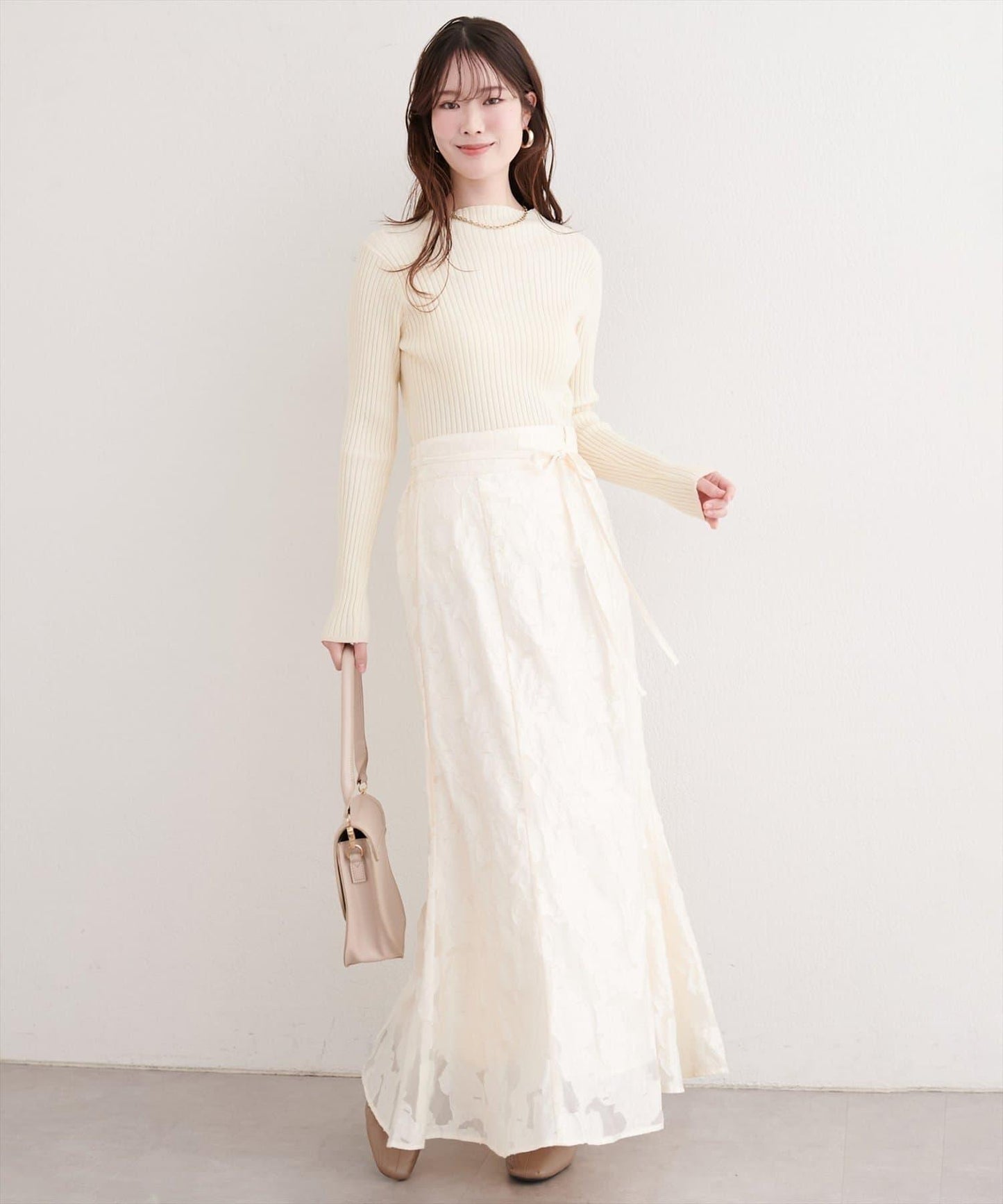 可調節長度 透紗提花 半身裙