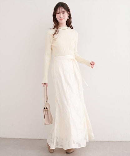 可調節長度 透紗提花 半身裙