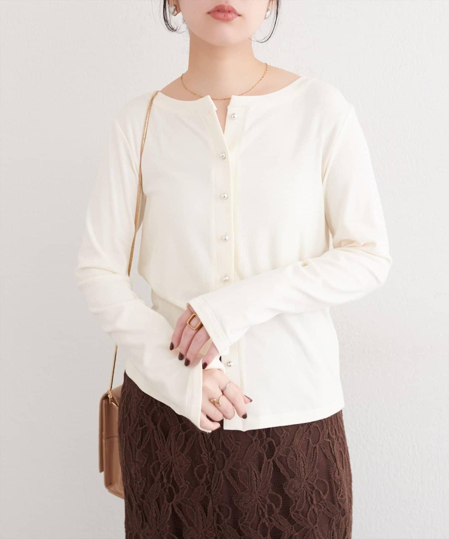 銀色紐扣 針織開衫