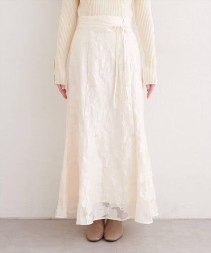 可調節長度 透紗提花 半身裙