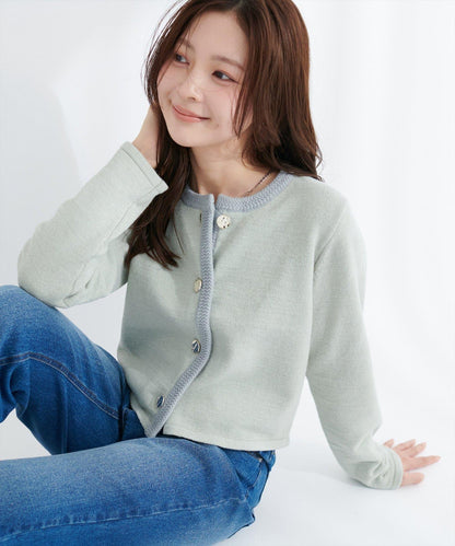 微配色 針織開衫