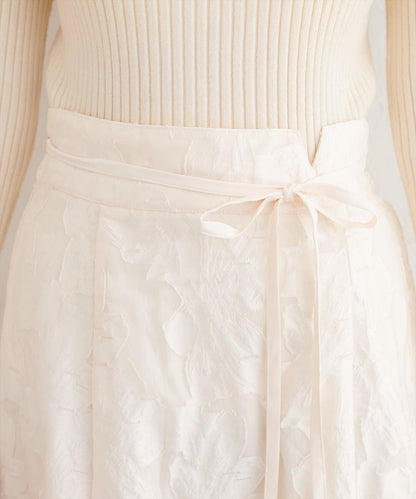 可調節長度 透紗提花 半身裙