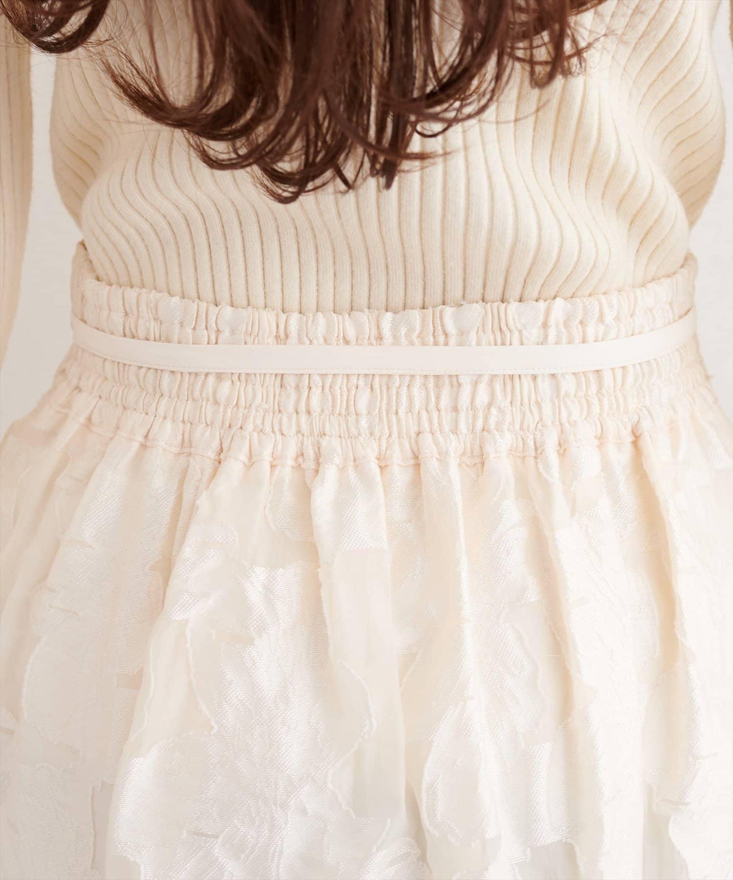 可調節長度 透紗提花 半身裙