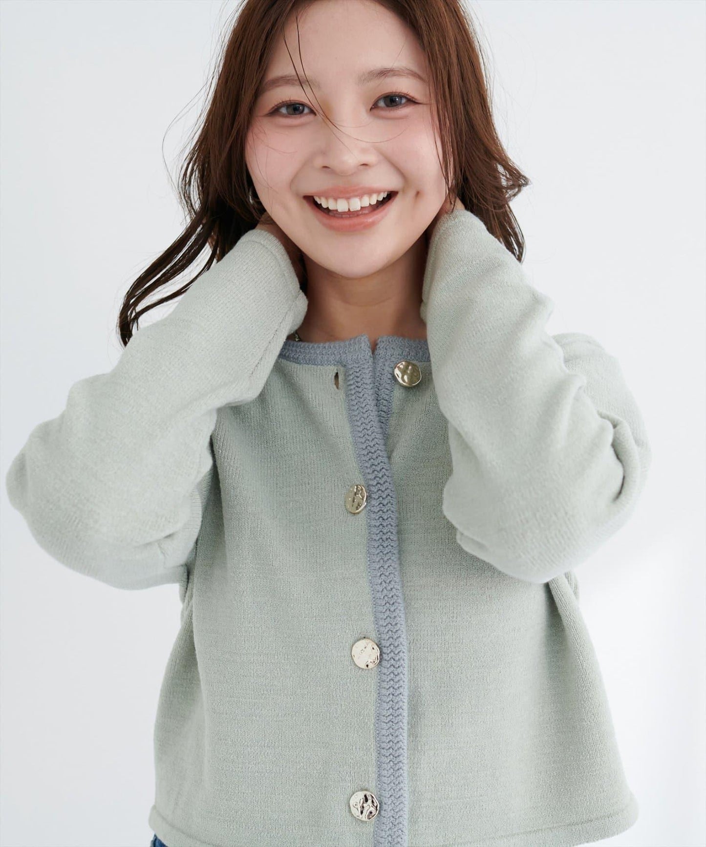 微配色 針織開衫