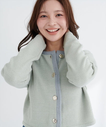 微配色 針織開衫