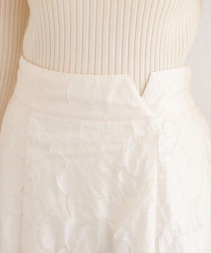 可調節長度 透紗提花 半身裙