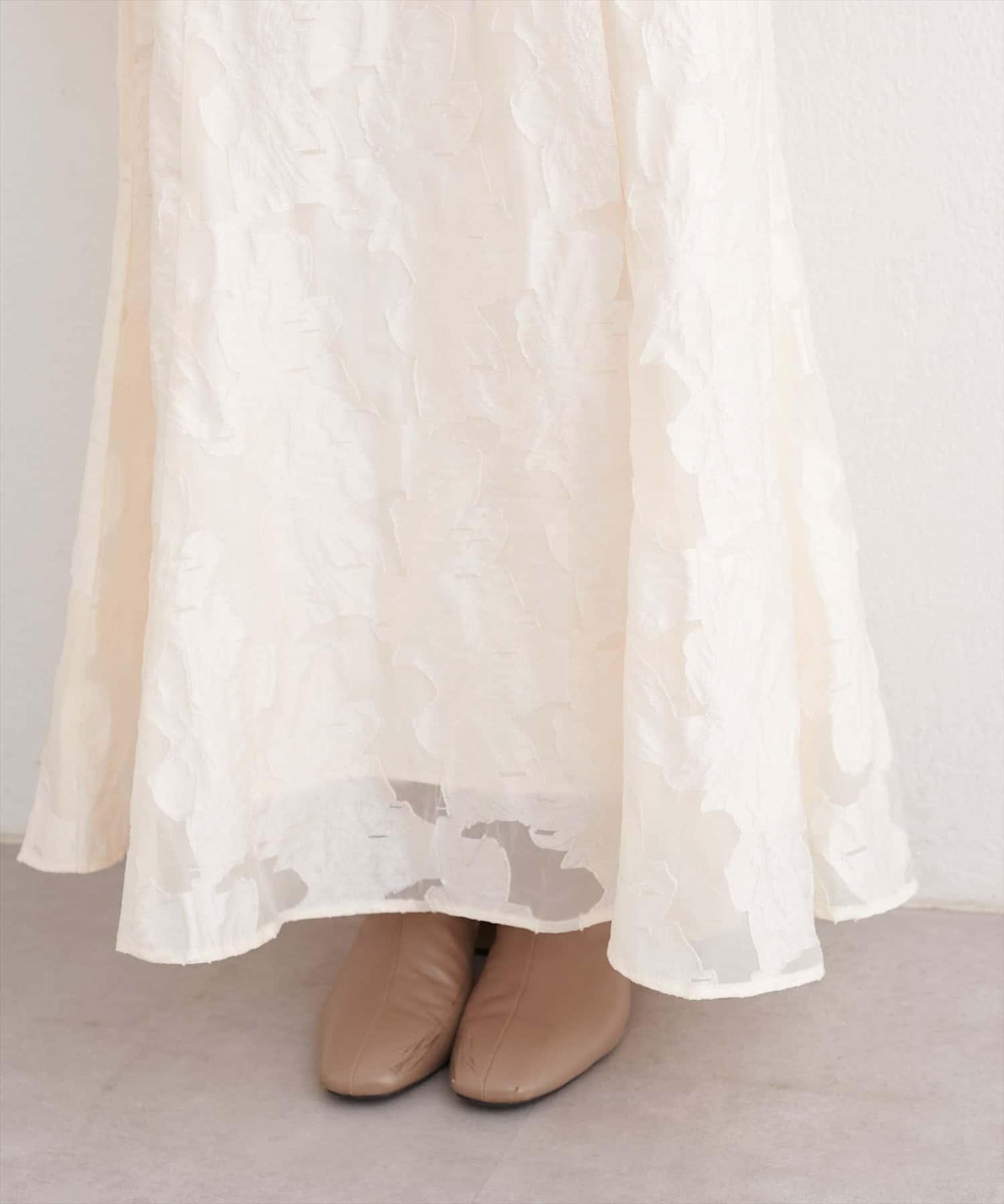 可調節長度 透紗提花 半身裙