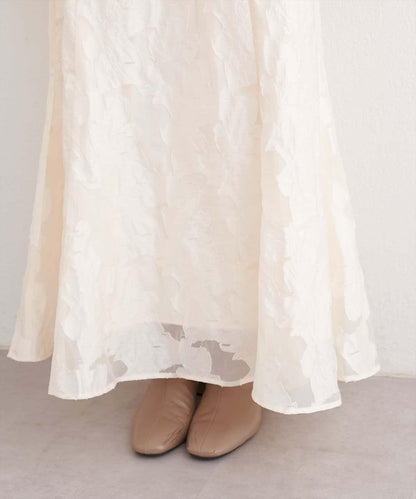 可調節長度 透紗提花 半身裙