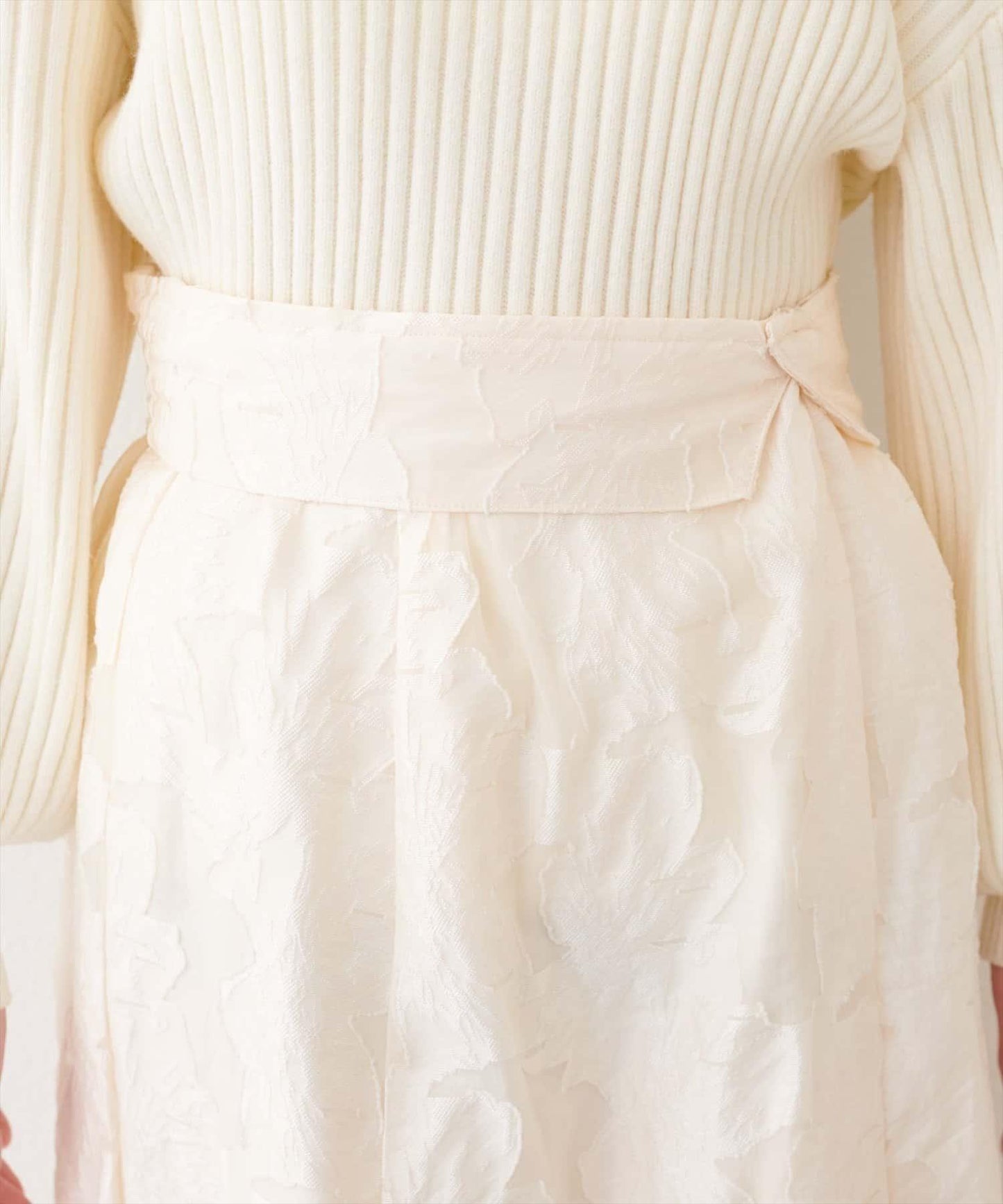 可調節長度 透紗提花 半身裙