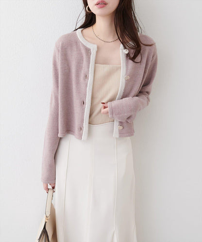 微配色 針織開衫