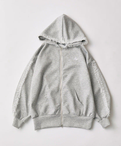 薄紗荷葉邊連帽衛衣