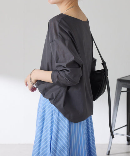 透視蝙蝠袖照片圖案長袖T恤