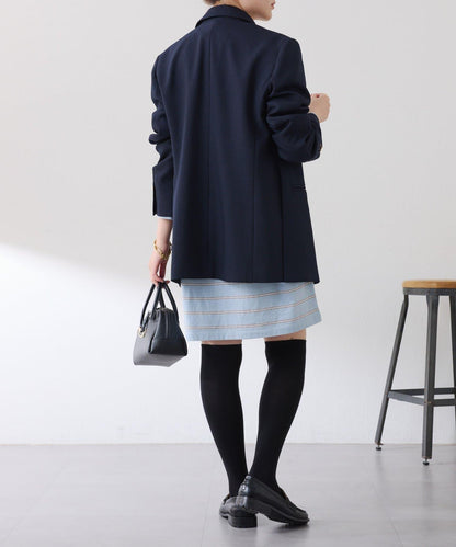 polo領條紋長款上衣