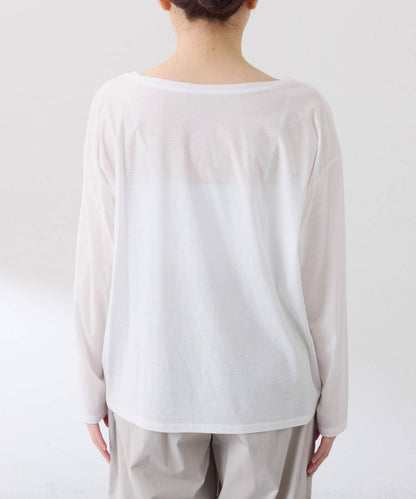 透視蝙蝠袖照片圖案長袖T恤