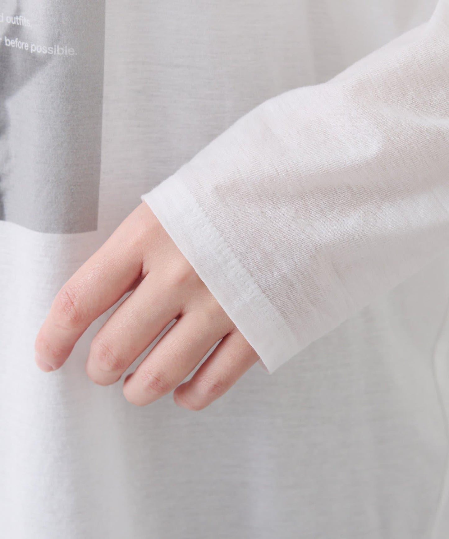 透視蝙蝠袖照片圖案長袖T恤