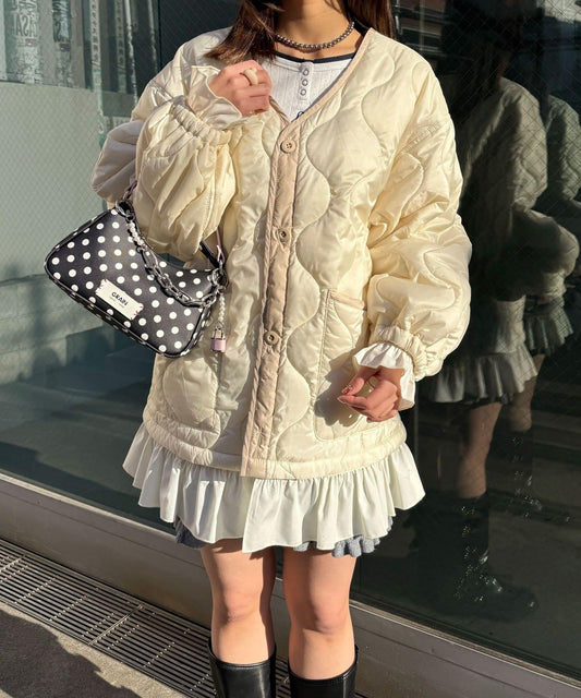 荷葉邊層疊絎縫夾克