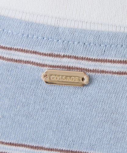 polo領條紋長款上衣