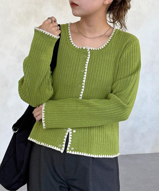 縫線羅紋針織開衫