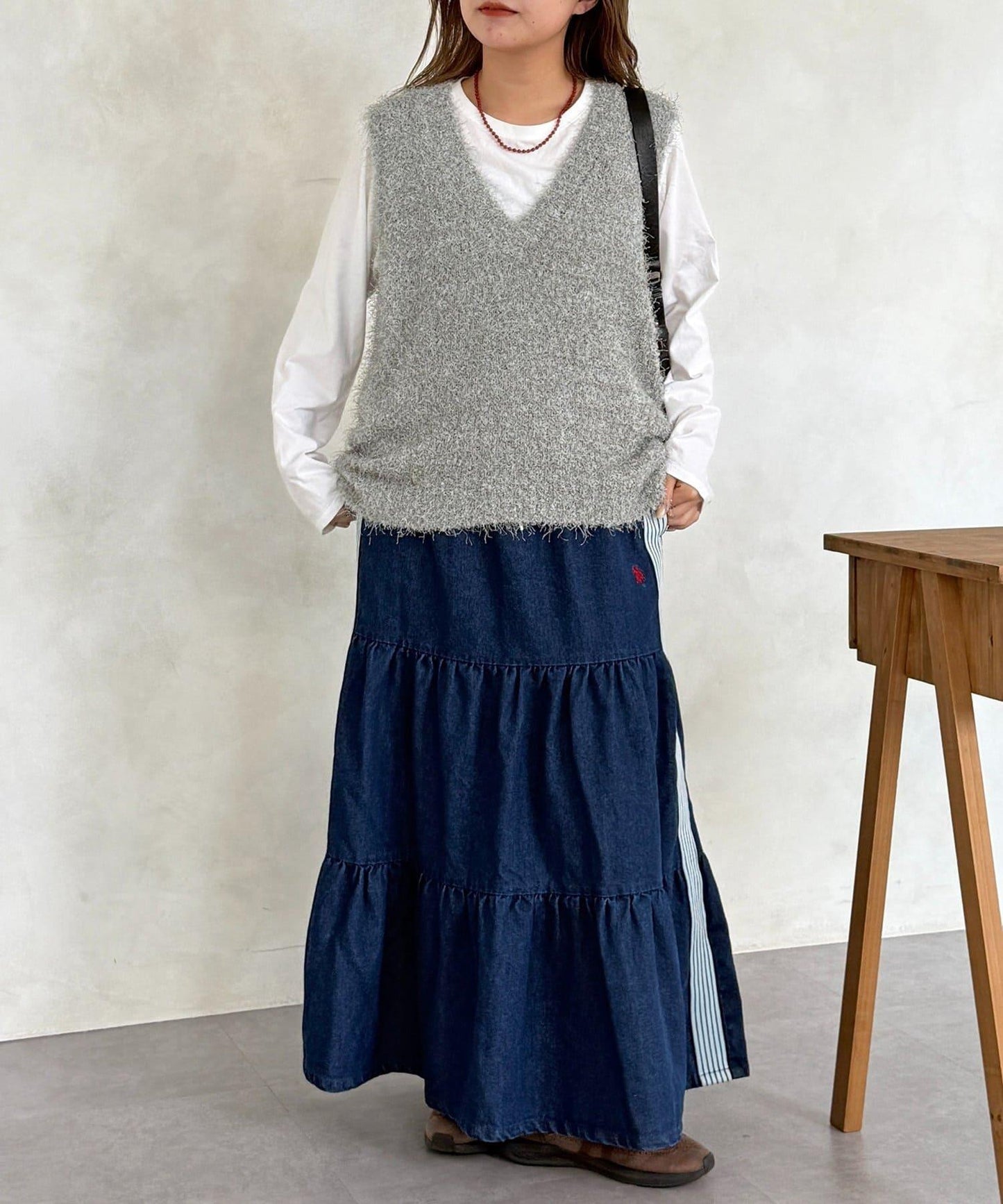 旗狀紗中長款馬甲