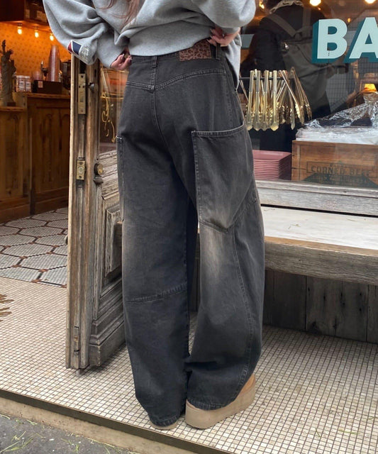 拼接設計牛仔褲