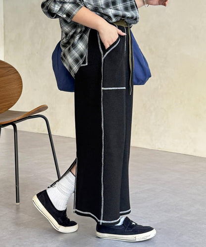 窄版 縫線 華夫格 半身裙