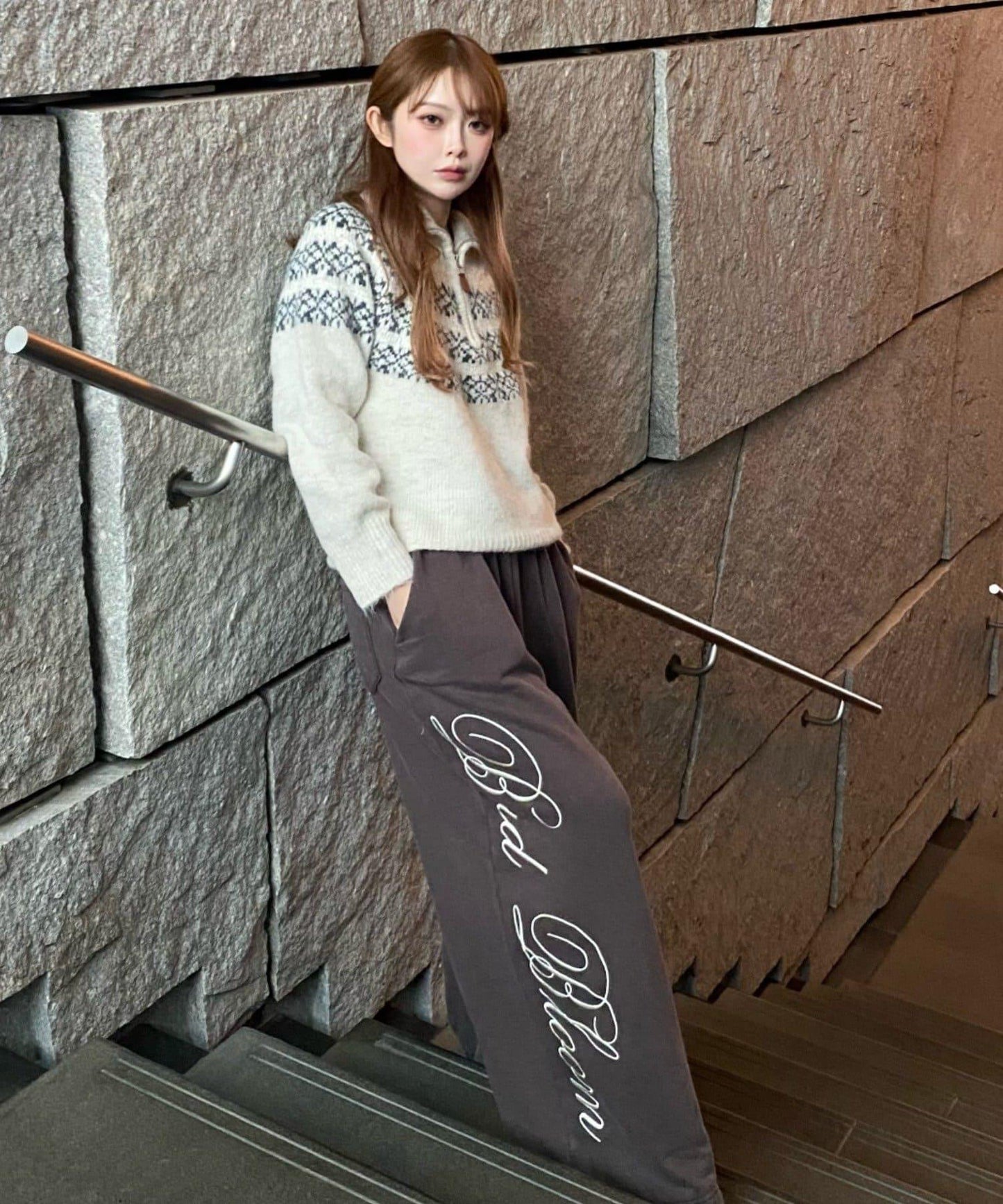 北歐半拉鍊針織針織上衣