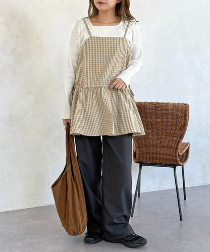 腰部蝴蝶結吊帶長款上衣